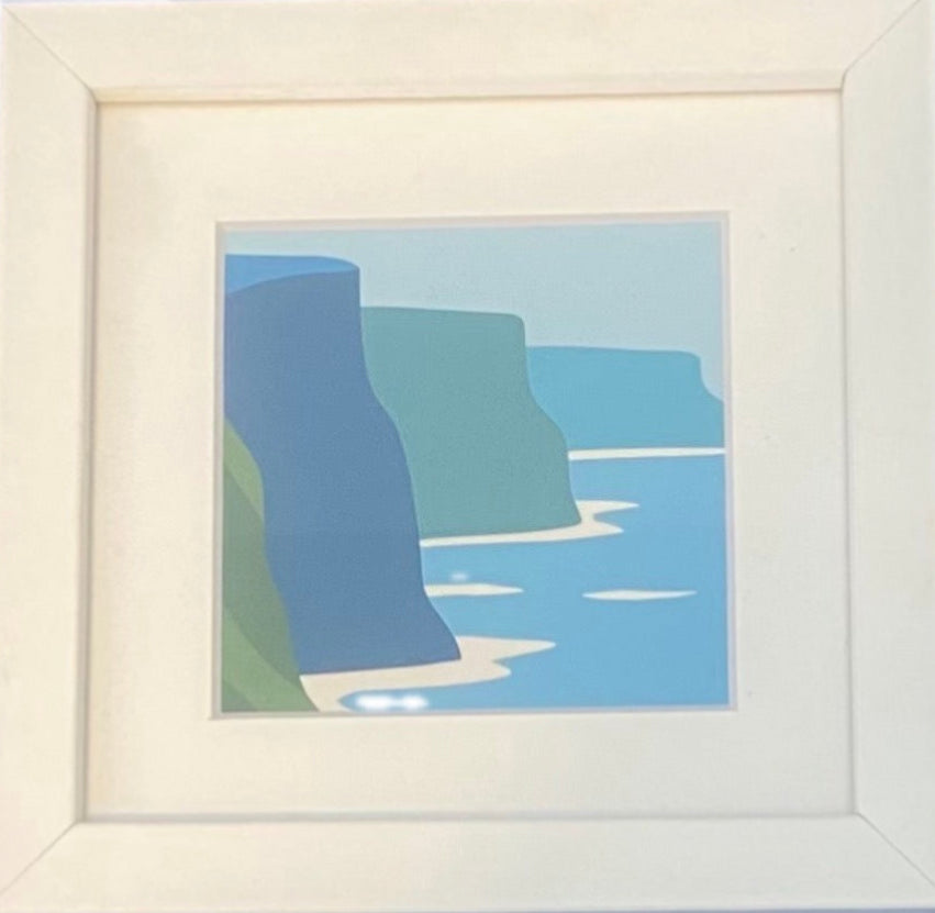 Moher Moments Framed Illustrations - Cliffs of Moher Blue