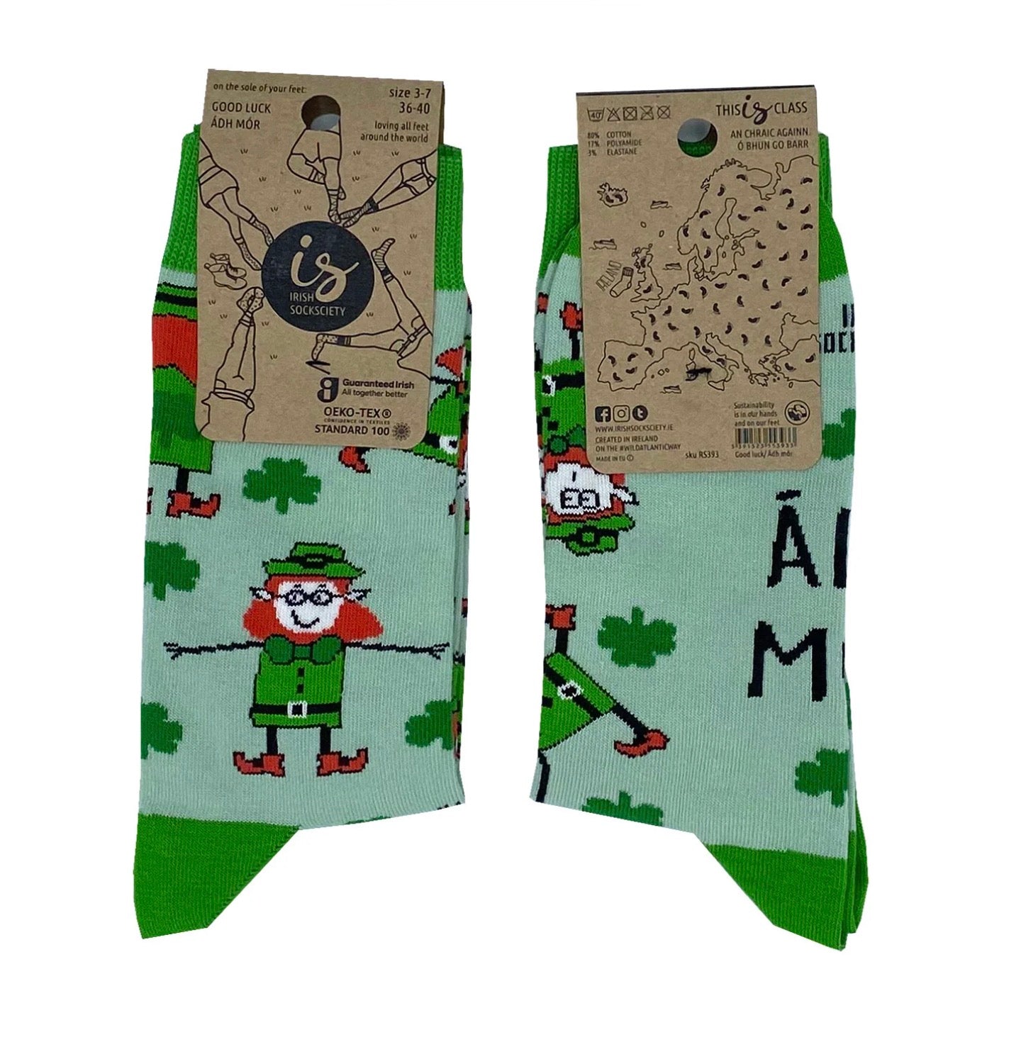 Good Luck/ Ádh Mór Leprechaun  | Irish SockSociety