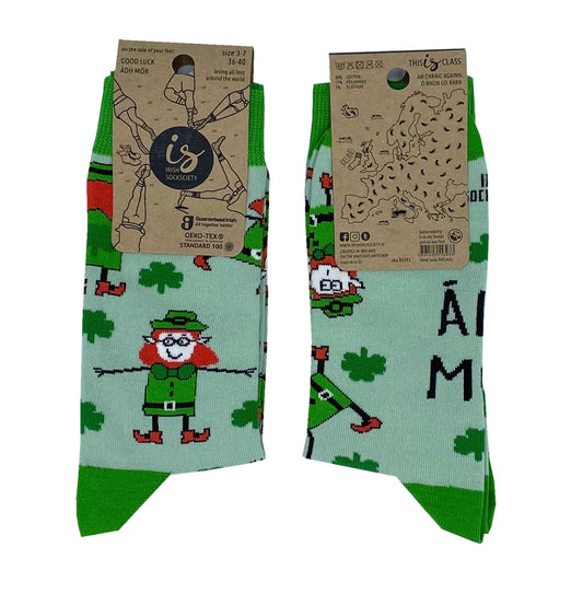 Good Luck/ Ádh Mór Leprechaun  | Irish SockSociety